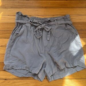 Thread & Supply Blue/Gray Paperbag Waist Tie Shorts